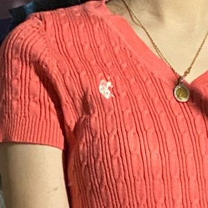 Coral Polo Ribknit bodycon dress